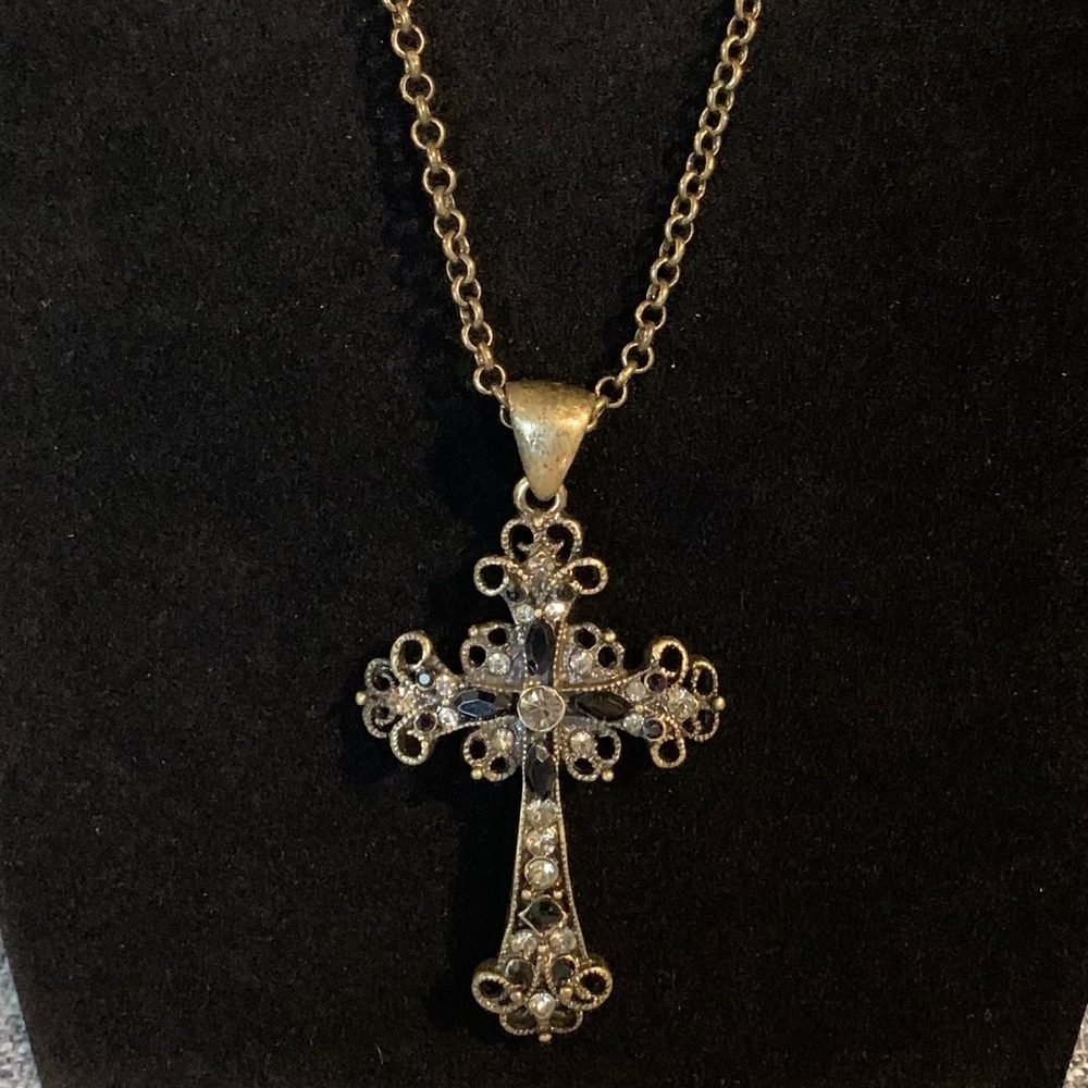LIA SOPHIA Fresco Cross Necklace with Rhinestone Detailing